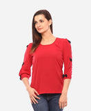 Vvoguish Casual 3/4 Sleeve Solid Women's Top